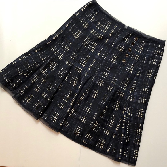 Tory Burch Dresses & Skirts - Tory Burch Silk Navy Plaid Pleated Skirt Sz 8